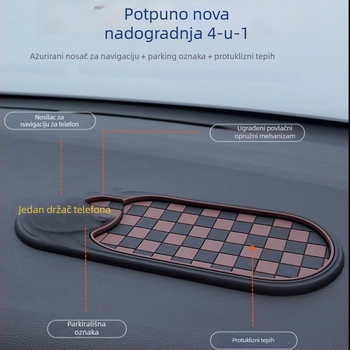 Auto držač za telefon s protukliznom podlogom, nosač navigacijskog ogledala i organizator konzole (PVC; Model 021-1)
