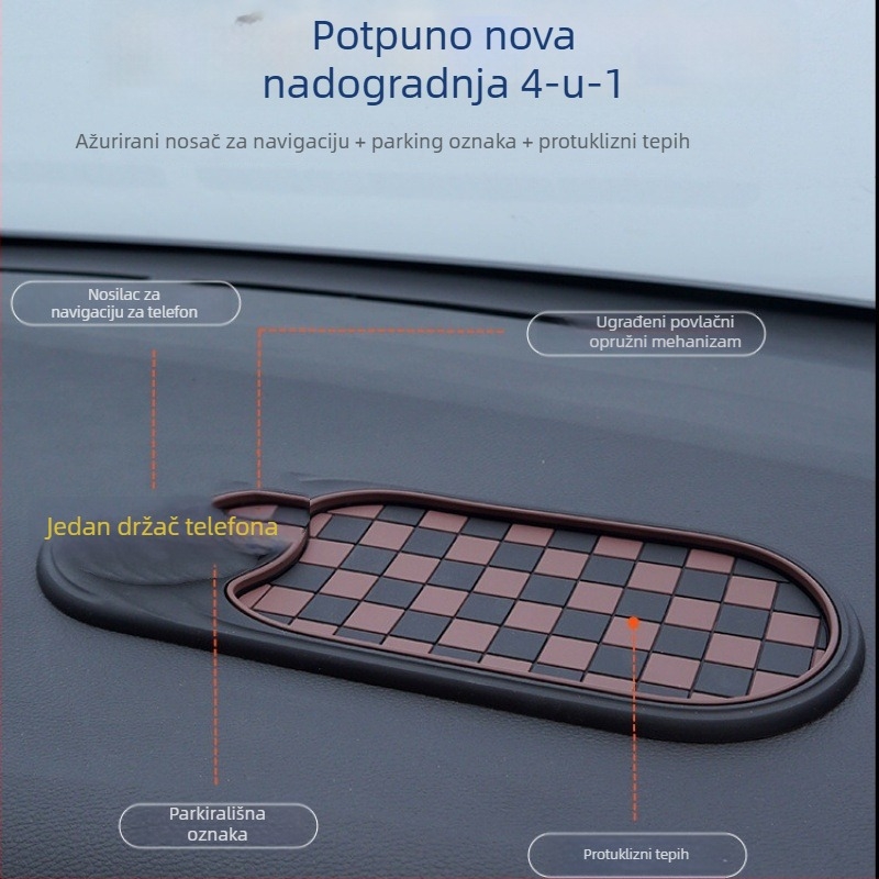 Auto držač za telefon s protukliznom podlogom, nosač navigacijskog ogledala i organizator konzole (PVC; Model 021-1)