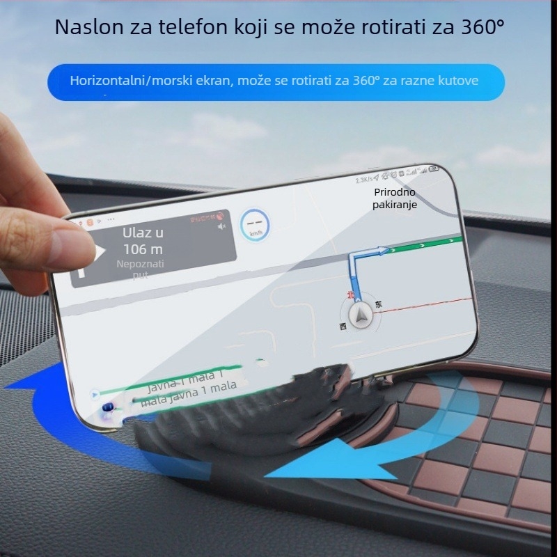 Auto držač za telefon s protukliznom podlogom, nosač navigacijskog ogledala i organizator konzole (PVC; Model 021-1)