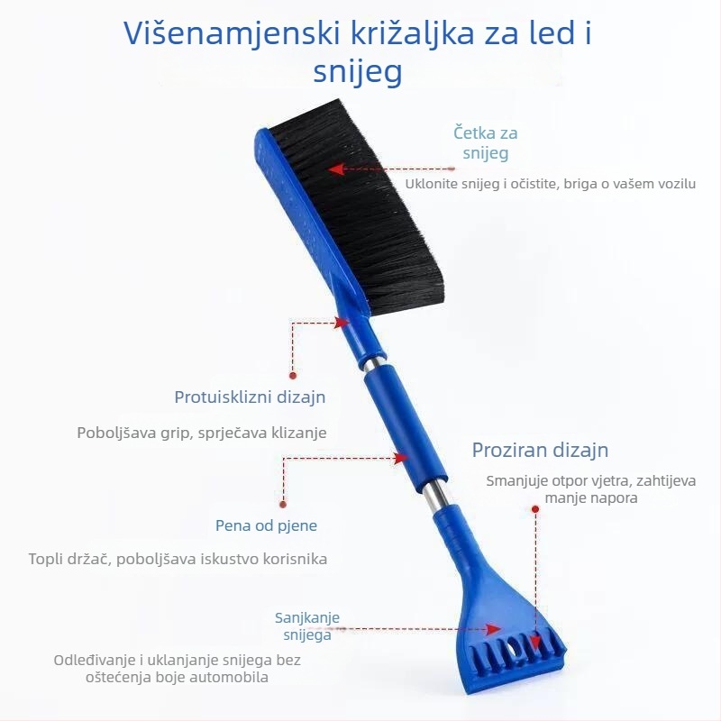 Automobilska četka i grebalica za snijeg s odmrzivačem - Višenamjenski zimski alat za uklanjanje snijega (plastika; Artikal 824Z902029H440)