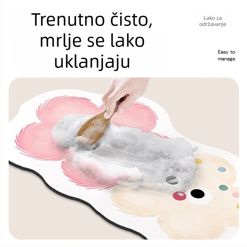 Crtić kupaonski podni tepih od diatomitne gline, upija vlagu, protivklizno, brzo se suši, otporan na prljštinu