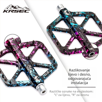 Krsec BP-03 Pedale za planinski bicikl od aluminijske legure – tri ležaja, protuklizne, kompatibilne s planinskim, cestnim i terenskim biciklima