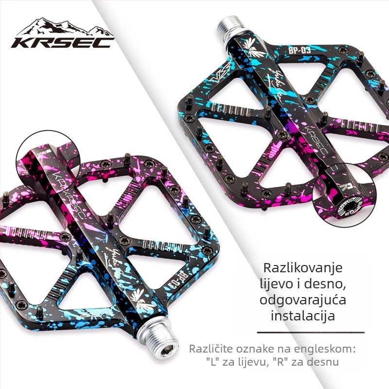Krsec BP-03 Pedale za planinski bicikl od aluminijske legure – tri ležaja, protuklizne, kompatibilne s planinskim, cestnim i terenskim biciklima