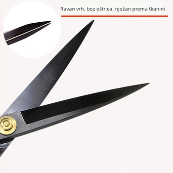 Šivaće škare od kovanog manganskog čelika, crno lakirane, PVC držači, ravna glava, konvencionalno oštrenje