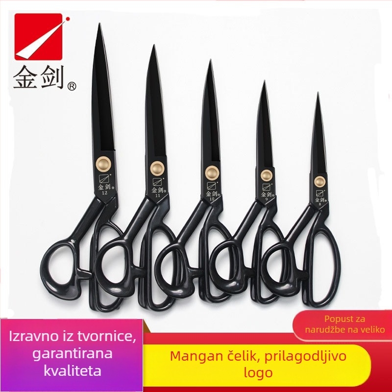 Šivanske škare Golden Sword, mangan-čelična oštrica, crno površinsko, TPR držač, V-tip oštrica
