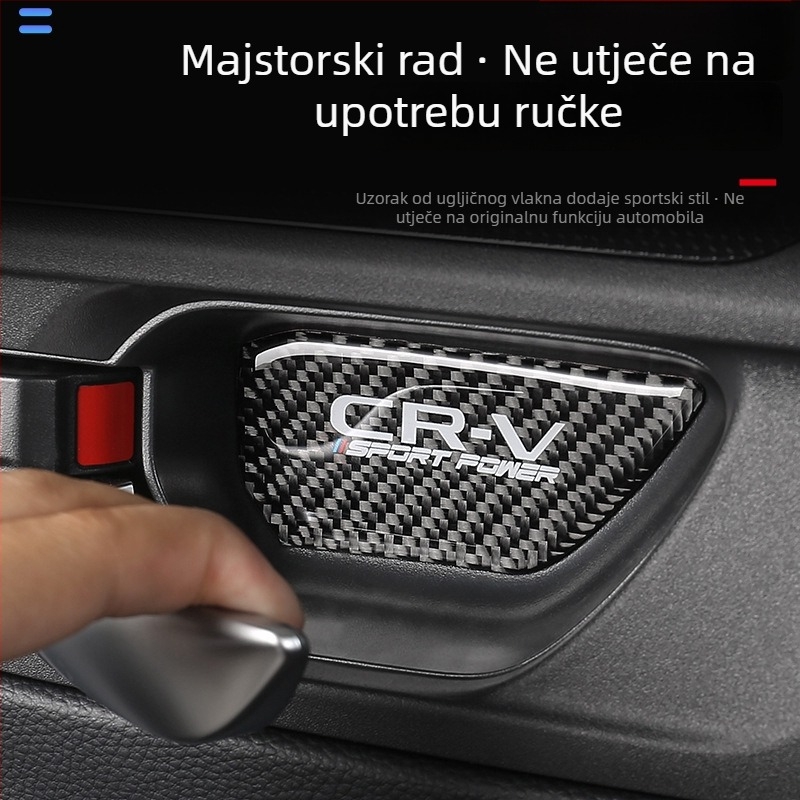 Zaštitna naljepnica ručke unutarnjih vrata za Honda 2023 CR-V, karbonska vlakna + kap ljepila, unutarnja dekoracija