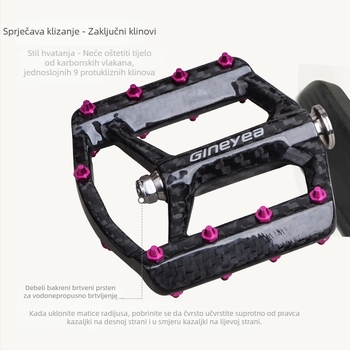 Karbonske pedale za sklopive bicikle, univerzalne za bicikle, titan osovina, model C060