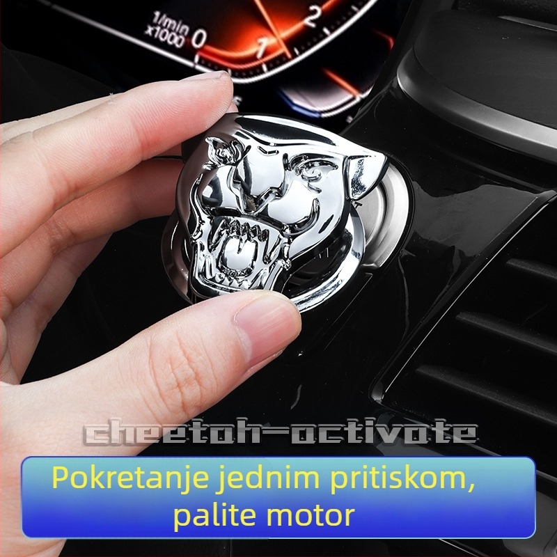 Unutarnja oprema za automobil: zaštitni poklopac startnog prstena od cinkove legure, model Cheetah, metalna dekorativna naljepnica, Deep Top