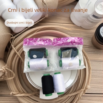 2 pakiranja crno-bijelih šivnih niti za odjeću