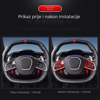 Karbonska pločica za tipke volana za unutarnju preradu Corvette C8 — Materijal: karbonska vlakna; Model: N-KEWT-378; Marka: Sasha carbon fiber; Obrada: Da