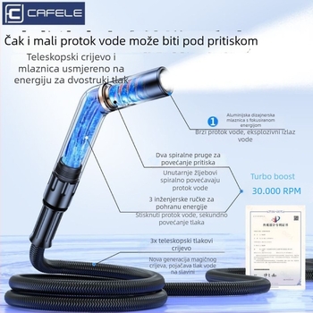 Visokotlačna vodena pištolj za pranje automobila i kućanstva, aluminijsko tijelo, teleskop TPE cijev, dvostruka funkcija