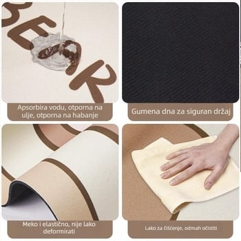 Kutni prostir od diatomita blata, s mrežastim uzorkom, protuklizni i otporno na ulja, absorbira vodu, ručno pranje i usisavanje, prilagodljiv
