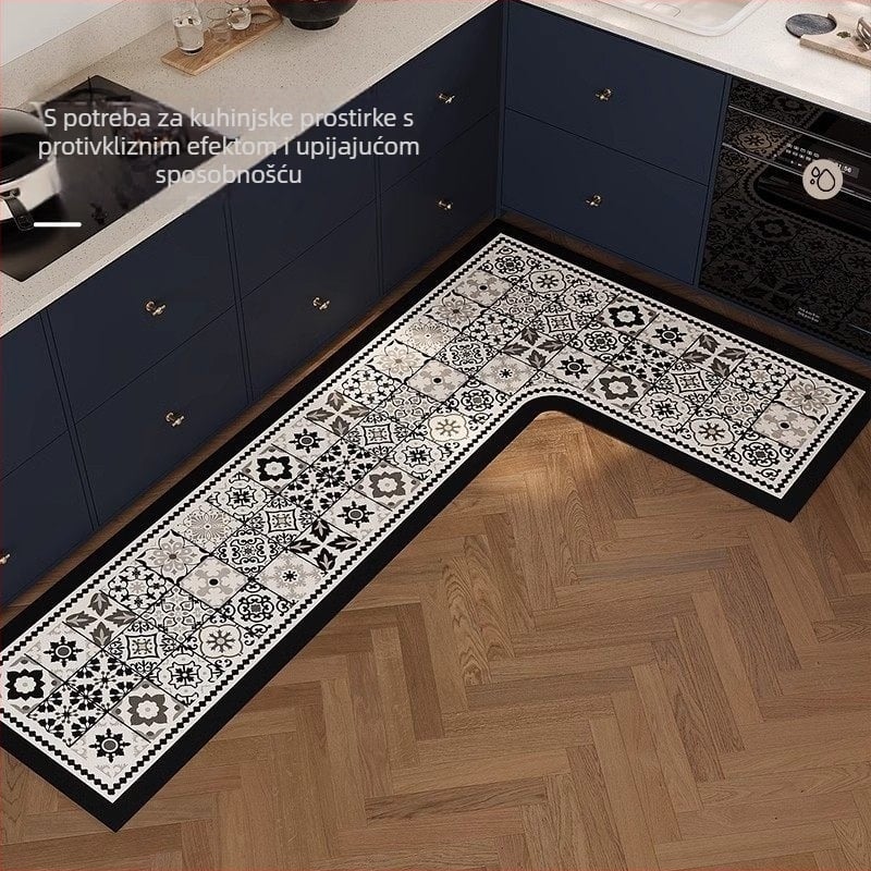 Kutni prostir od diatomita blata, s mrežastim uzorkom, protuklizni i otporno na ulja, absorbira vodu, ručno pranje i usisavanje, prilagodljiv