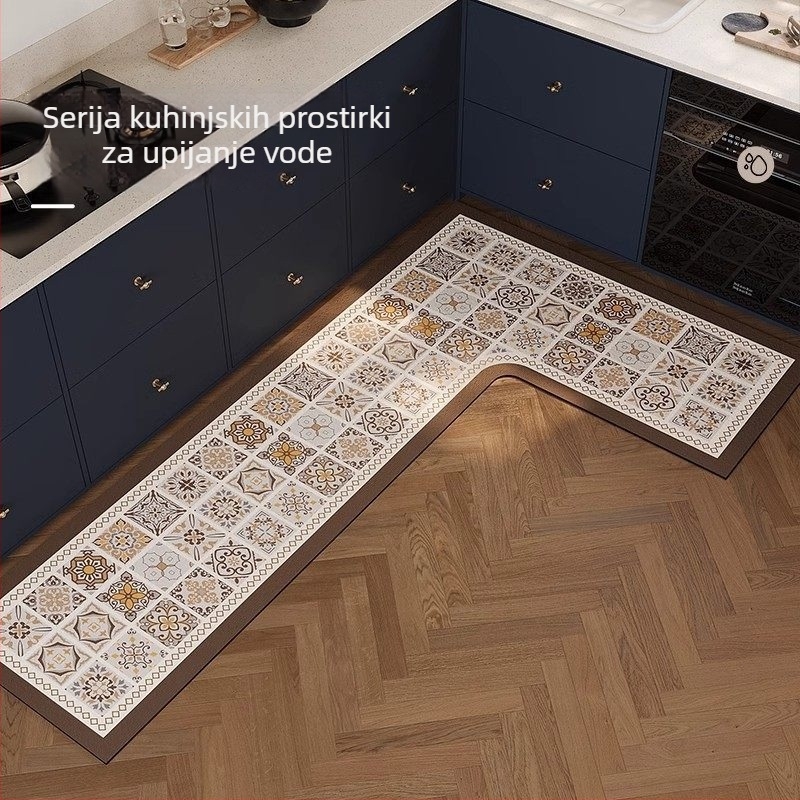 Kutni prostir od diatomita blata, s mrežastim uzorkom, protuklizni i otporno na ulja, absorbira vodu, ručno pranje i usisavanje, prilagodljiv