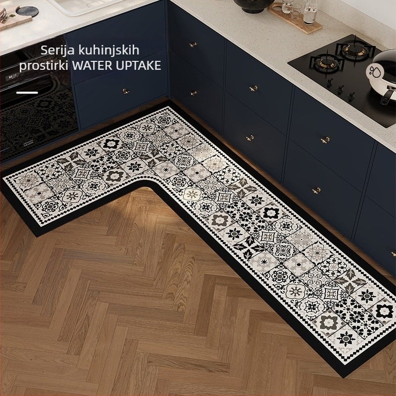 Kutni prostir od diatomita blata, s mrežastim uzorkom, protuklizni i otporno na ulja, absorbira vodu, ručno pranje i usisavanje, prilagodljiv