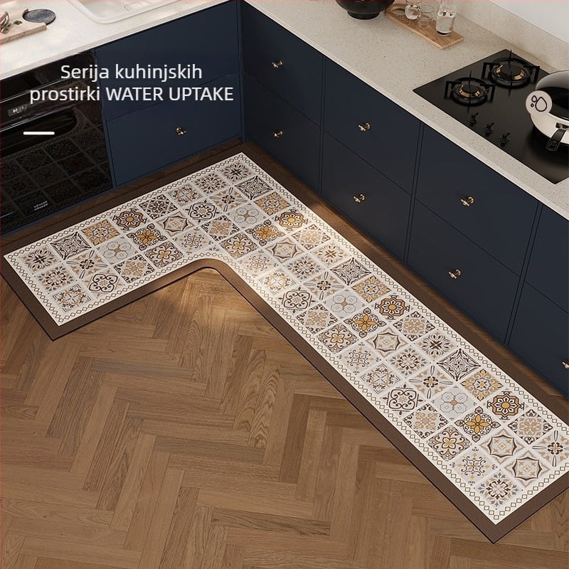 Kutni prostir od diatomita blata, s mrežastim uzorkom, protuklizni i otporno na ulja, absorbira vodu, ručno pranje i usisavanje, prilagodljiv