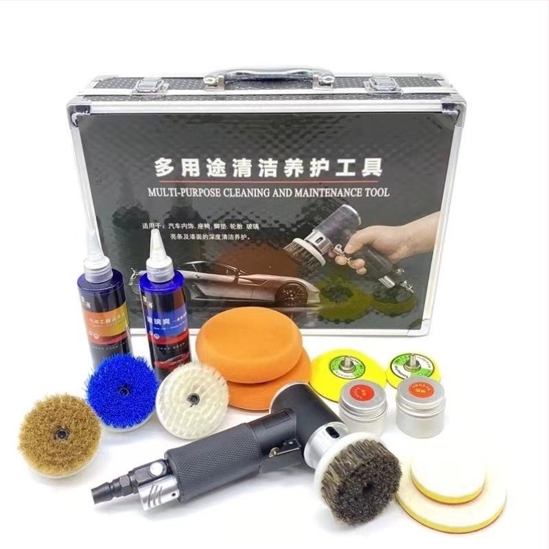 Pneumatska četka za čišćenje s pištolom za unutarnje dijelove automobila (prostirke, kožni i platneni sjedala) — nehrđajući čelik, Yongjiewei stroj za poliranje automobila