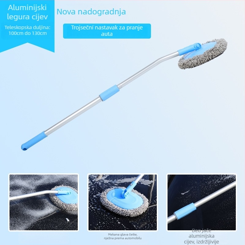 Teleskopska četka za pranje automobila s mekanim chenille vlaknima i ručkom od aluminijske legure