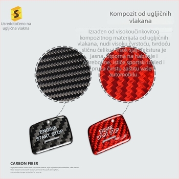 Naljepnica za prekidač paljenja od pravog karbonskog vlakna, pokretanje jednim gumbom, model N-XFL-142, mogućnost prilagodbe