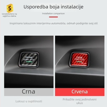 Naljepnica za prekidač paljenja od pravog karbonskog vlakna, pokretanje jednim gumbom, model N-XFL-142, mogućnost prilagodbe