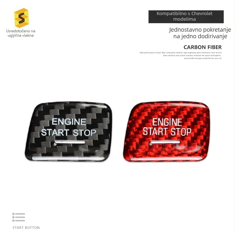 Naljepnica za prekidač paljenja od pravog karbonskog vlakna, pokretanje jednim gumbom, model N-XFL-142, mogućnost prilagodbe