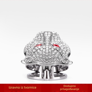 Dekorativni poklopac tipke za paljenje s glavom leoparda i kristalima; cinkov metal; bez logotipa; automobilska zaštitna naljepnica