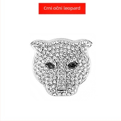 Dekorativni poklopac tipke za paljenje s glavom leoparda i kristalima; cinkov metal; bez logotipa; automobilska zaštitna naljepnica