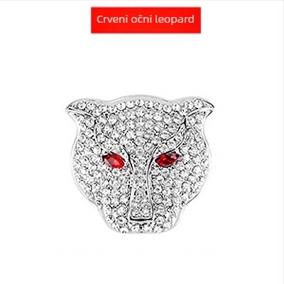 Dekorativni poklopac tipke za paljenje s glavom leoparda i kristalima; cinkov metal; bez logotipa; automobilska zaštitna naljepnica