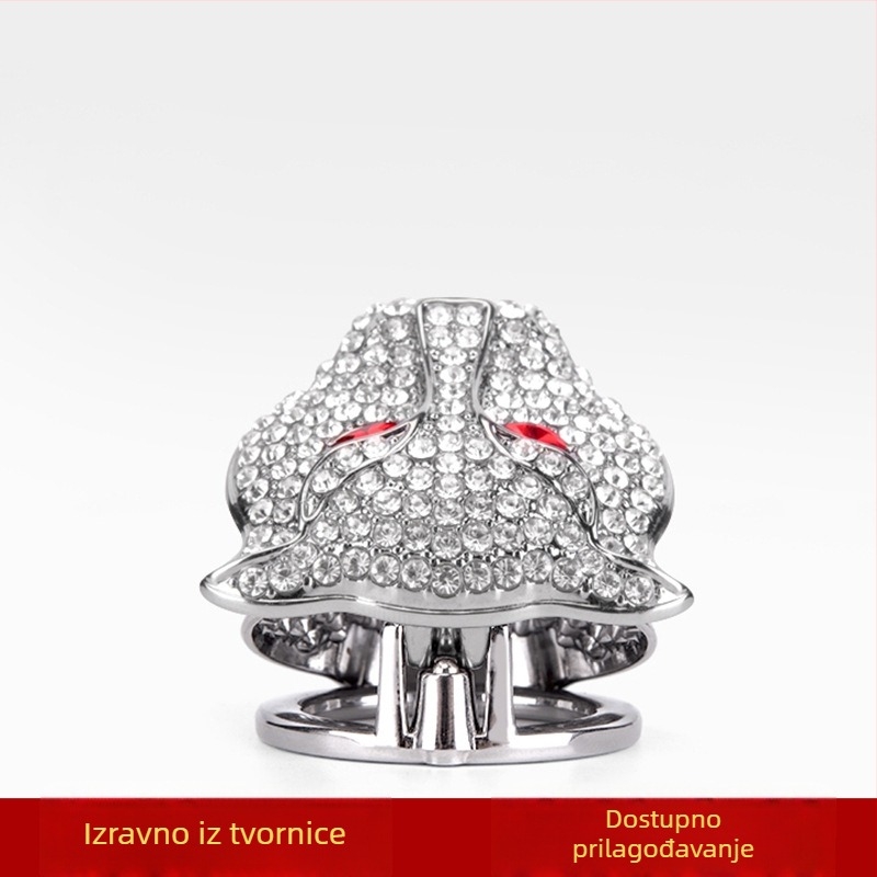 Dekorativni poklopac tipke za paljenje s glavom leoparda i kristalima; cinkov metal; bez logotipa; automobilska zaštitna naljepnica