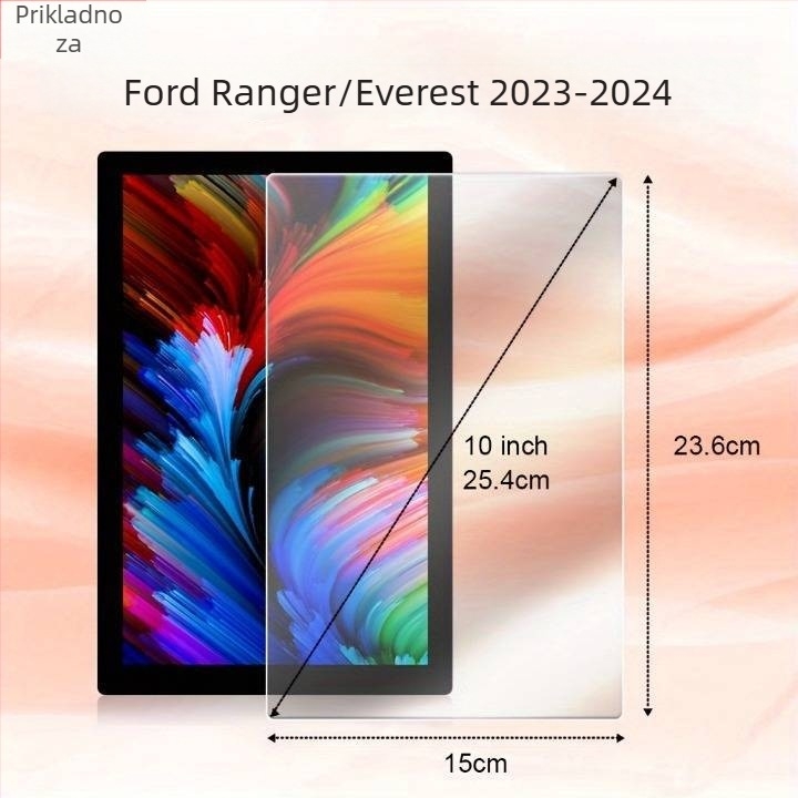 Kaljeno staklo zaštitnik zaslona navigacije za Ford Ranger/Everest — otporno na ogrebotine i habanje, otporno na visoke i niske temperature, sloj protiv otisaka prstiju