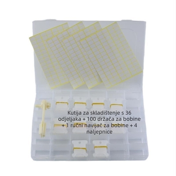 Plastična šivaća kutija s 26 pretinaca, ploča za navijanje konca za cross-stitch, ručni namotivač, prilagodljive opcije