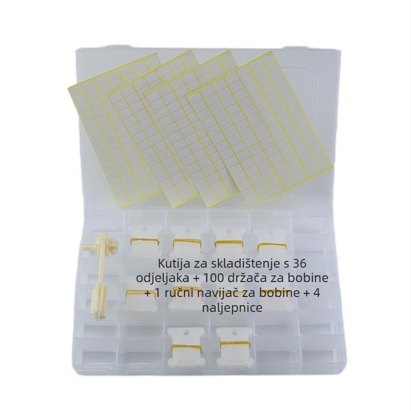 Plastična šivaća kutija s 26 pretinaca, ploča za navijanje konca za cross-stitch, ručni namotivač, prilagodljive opcije