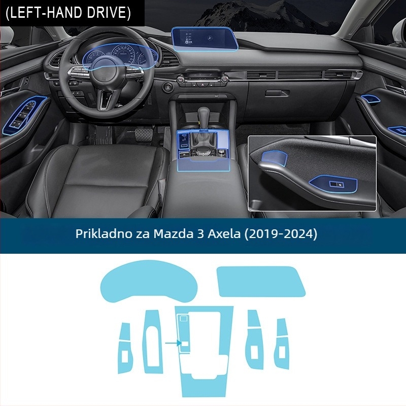 TPU unutarnji zaštitni film za Mazda 3 Axela 2019-2024 – proziran, zaštita od prljavštine i ogrebotina