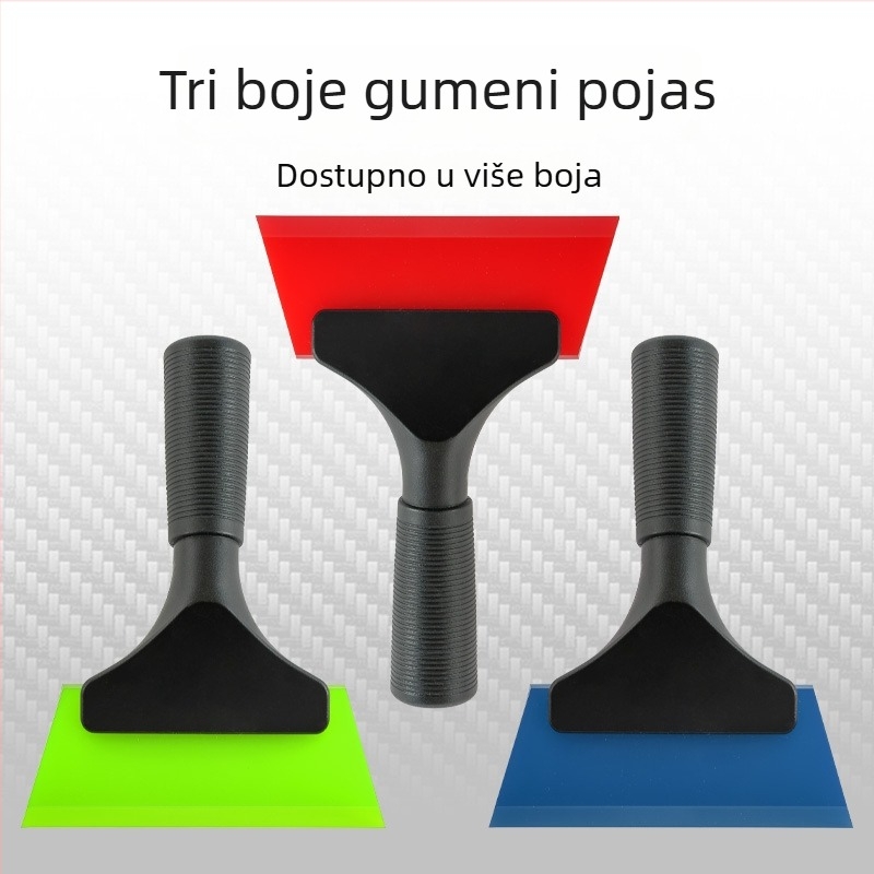 Skraper za automobilsku foliju s plastičnom ručkom i nagnutom plavom trakom (Materijal: plast; Vrsta: skraper; Model: plastična ručka s nagnutom plavom trakom)