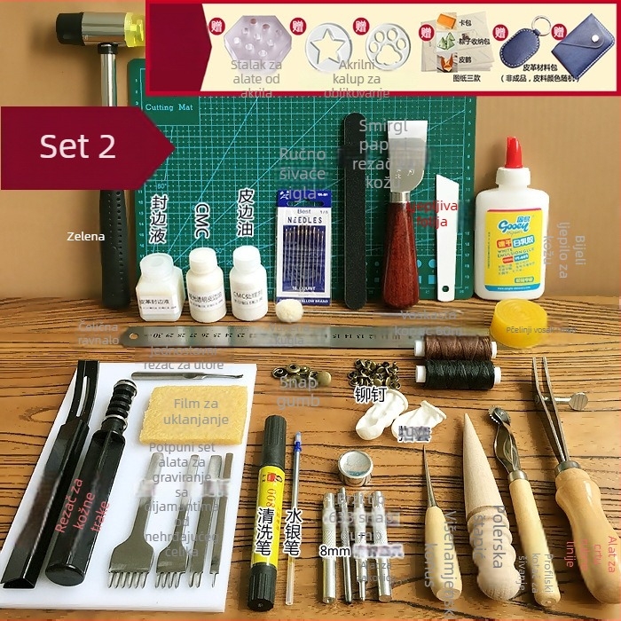 Kožni DIY set za ručnu izradu s osnovnim alatima – bušenje rupa u dijamantnom uzorku, kineski stil