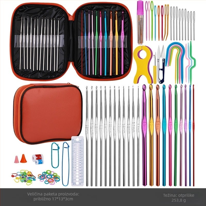 Drveni set kukica za kukičanje za DIY pletenje s torbom za pohranu, ukupna težina 888 g, mogućnost prilagodbe