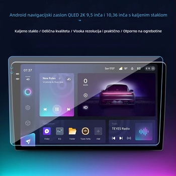 Zaslon od kaljenog stakla za automobilsku navigaciju — otporan na ogrebotine i habanje, otporan na otiske prstiju; univerzalna primjena