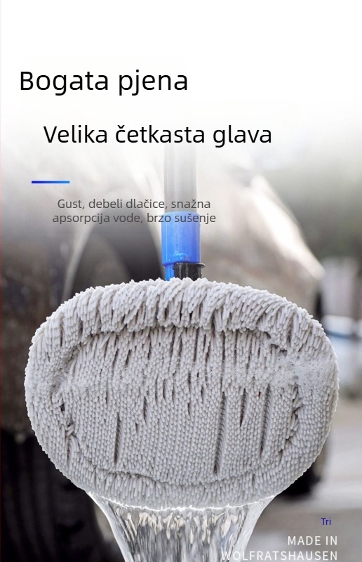 Automobilski mop za pranje s fleksibilnom šipkom i produživačem ručice, nehrđajući čelik, mekane dlačice