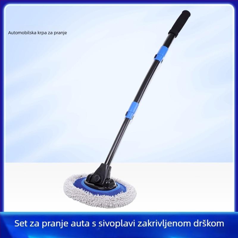 Automobilski mop za pranje s fleksibilnom šipkom i produživačem ručice, nehrđajući čelik, mekane dlačice