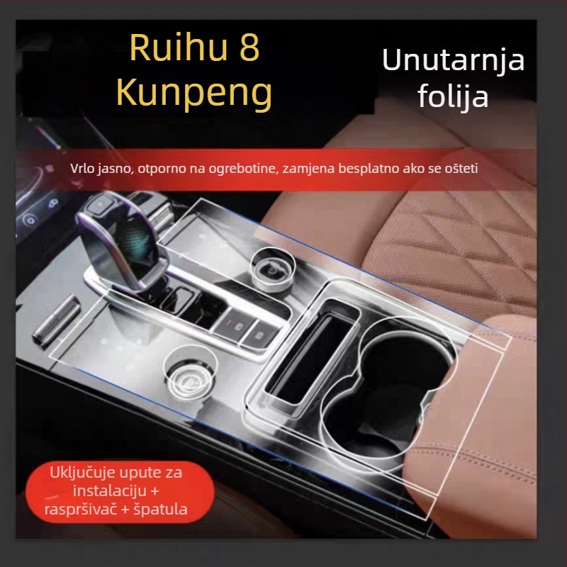 TPU film za unutrašnjost za središnju konzolu i mjenjač — jednokratna izrada; otpornost na visoke/niže temperature; otpornost na ogrebotine i habanje; otpornost na otiske prstiju i masnoće; univerzalna kompatibilnost