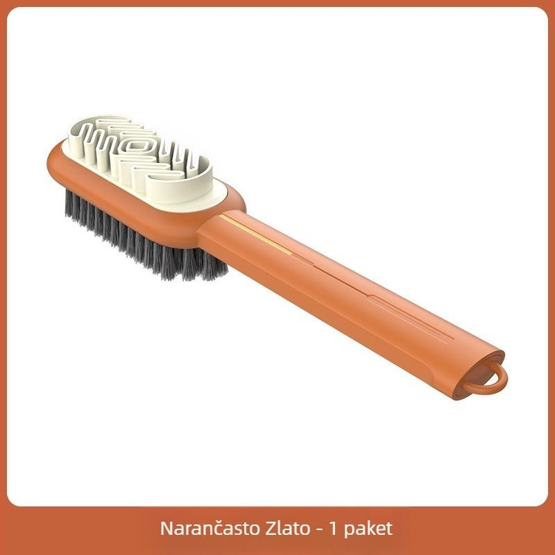 Četka za cipele, dvostruka, s dugom drškom, ABS + Soft Glue; njega, deodoriranje i dezinfekcija; čišćenje velura