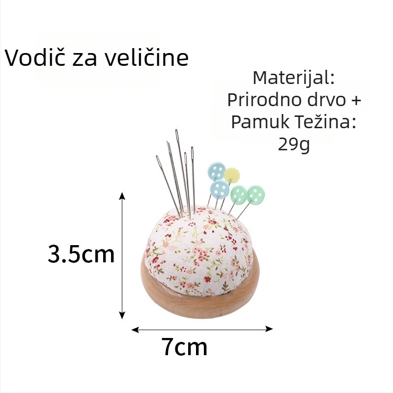 Šivački kutija — etnički stil križićno šivanje s drvenom bazom i jastučićem za igle (Podrijetlo: Guangdong; Brand: Three pieces; Stil: Etički)