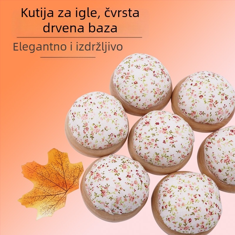 Šivački kutija — etnički stil križićno šivanje s drvenom bazom i jastučićem za igle (Podrijetlo: Guangdong; Brand: Three pieces; Stil: Etički)
