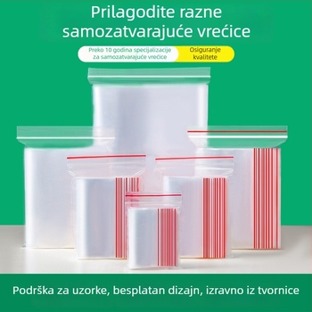 Prilagođena prozirna PE zatvarač vrećica, univerzalno pakiranje za hranu i odjeću