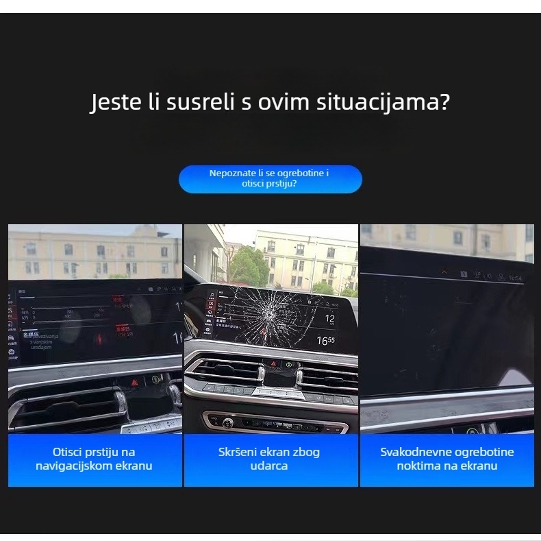 Zaštitno staklo za automobilni zaslon kaljenog stakla za Android navigacijski zaslon — jedinstveni oblik, otpornost na visoke/niske temperature, otpornost na ogrebotine i habanje, otporan na otiske prstiju