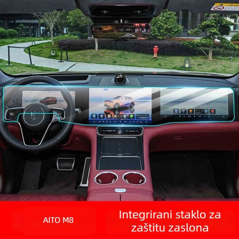 Kaljeno staklo zaštitni zaslon Wenjie M8 navigacijski zaslon, jednopločni dizajn, otporan na ogrebotine i otiske prstiju