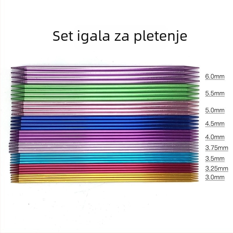 Aluminijske igle za pletenje s dvostrukim vrhom, set, PU pakiranje, prilagodba dostupna