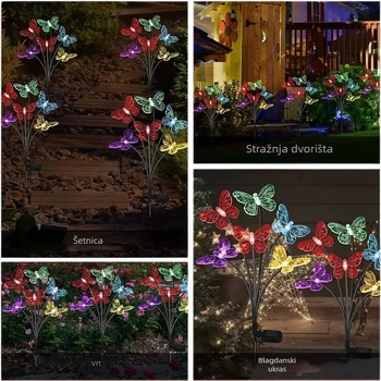 Solarna lampica leptir za travnjak — vanjska LED dekorativna svjetiljka za dvorište, IP65 vodootporna, PVC materijal, 0,05W, trajanje 6–12 sati