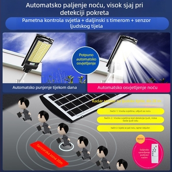 2025 Solarno vanjsko svjetlo za dom i vrt s senzorom pokreta – LED rasvjeta, IP65