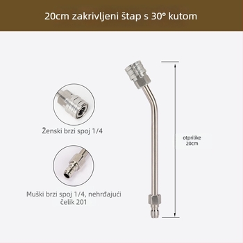 Pistol za visokotlačno pranje automobila s produženom šipkom i 90° koljenom, 1/4 brzi spoj